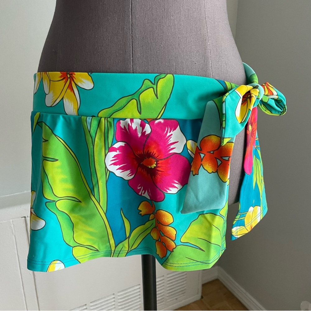Lauren Ralph Lauren floral mini wrap skirt swimsuit coverup